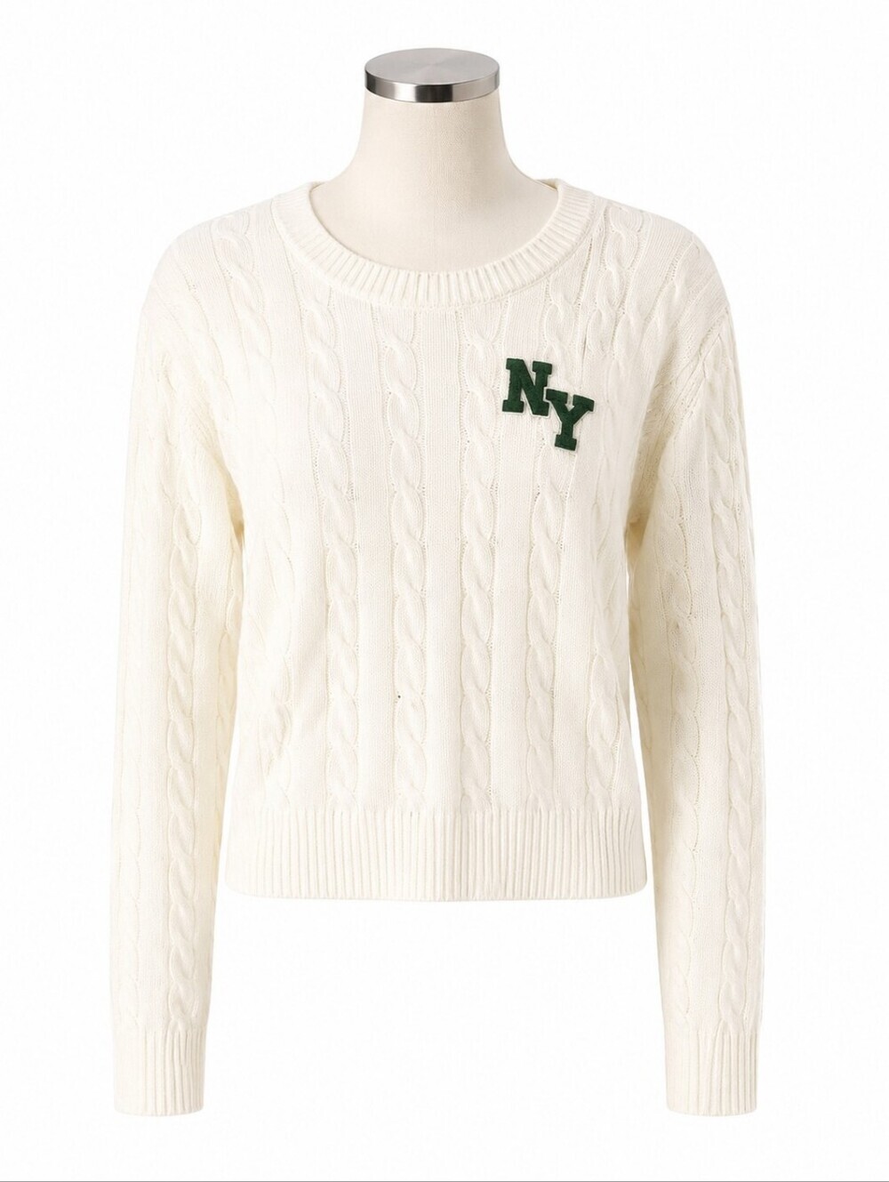 Charlotte Russe NY Cable Knit Sweater Womens XL White Cream Cropped Pullover NWT